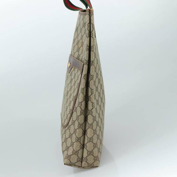 GUCCI GG Supreme Web Sherry Line Tote Bag PVC Beige Red 16 002 4487 Auth 107970 - Picture 5 of 16